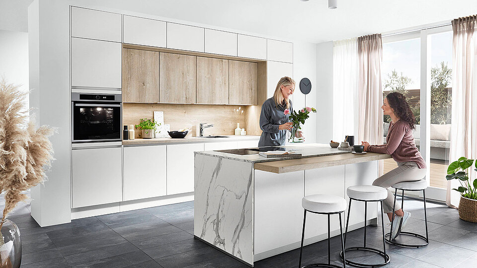 Modern kitchen with concrete effect worktop by Highlux