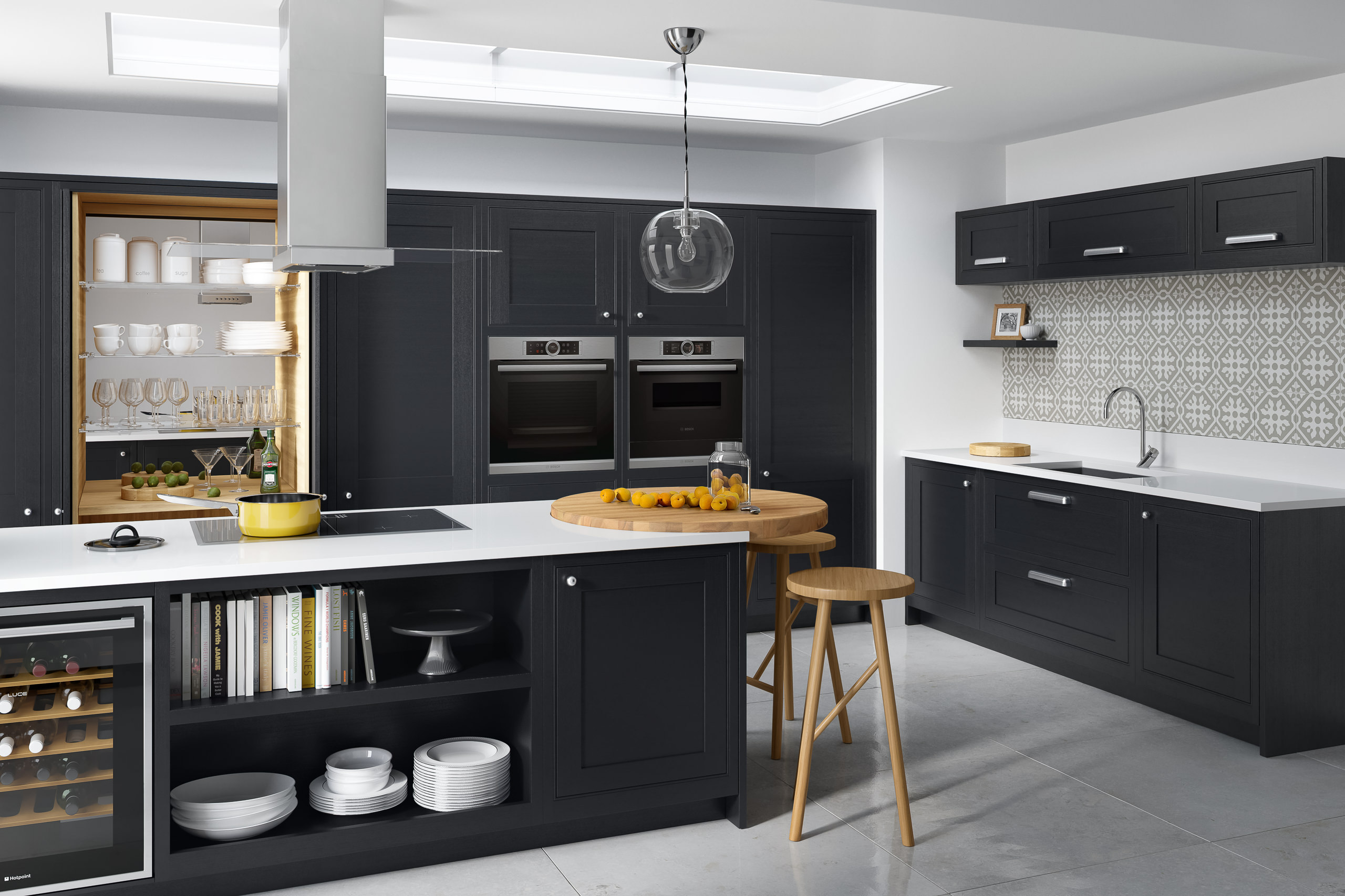 Traditional dark kitchen with inframe doors by Highlux