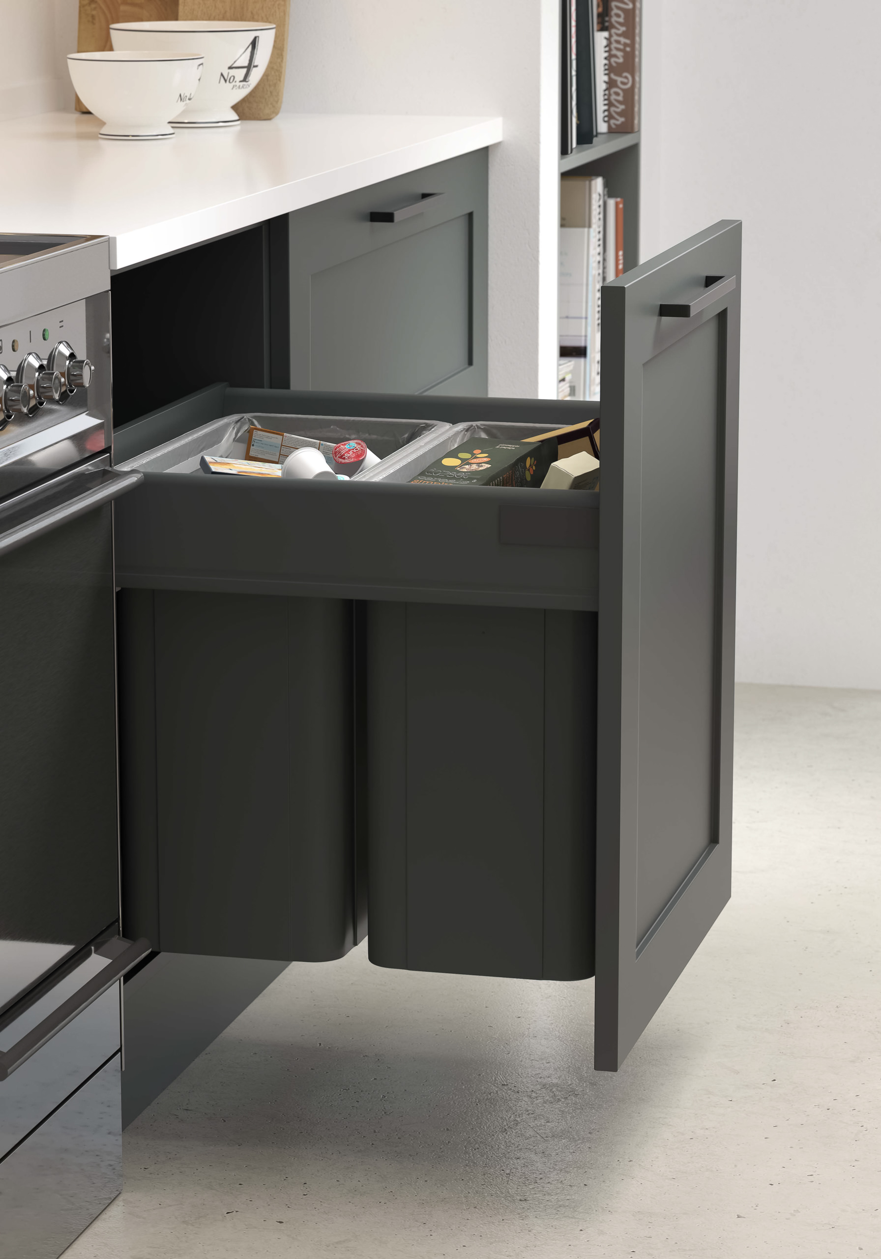 Traditional grey kitchen with marble worktops by Highlux