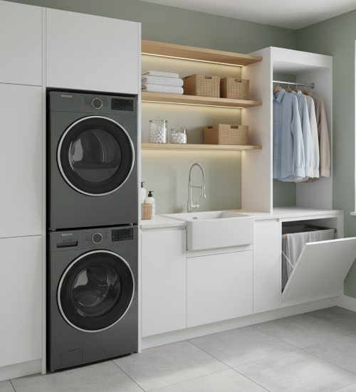 premoum utility room with integrated washing solution by Highlux